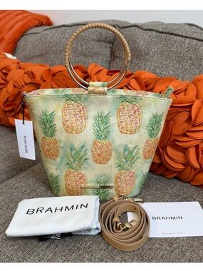 ❣️🆕BRAHMIN Mod Bowie Multi Pompano Pineapple Leather Bag $395 MSRP❣️
